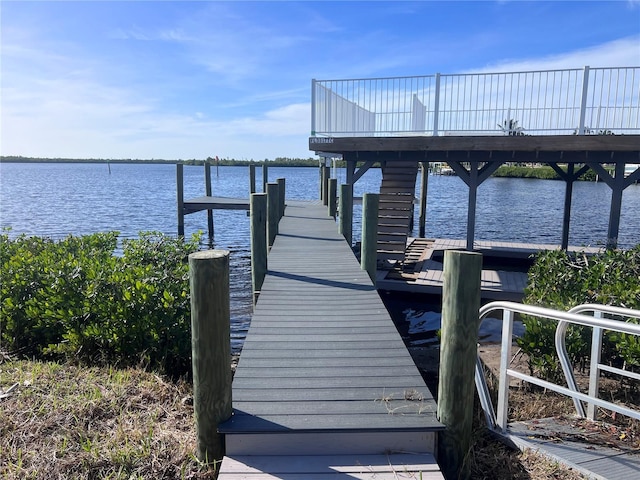 view of dock featuring a water view