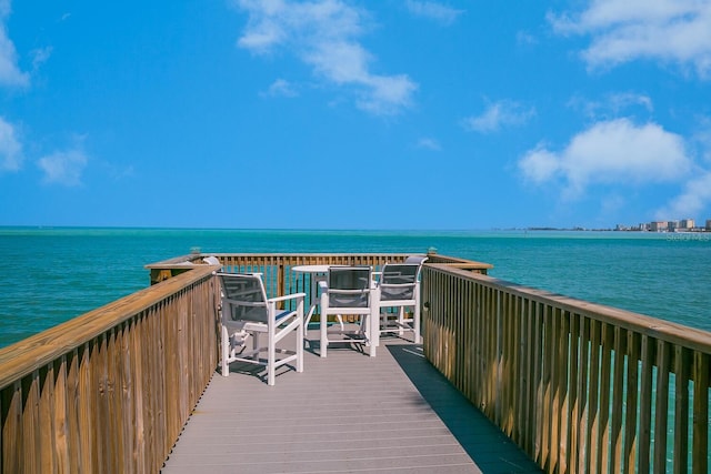 dock area featuring a water view