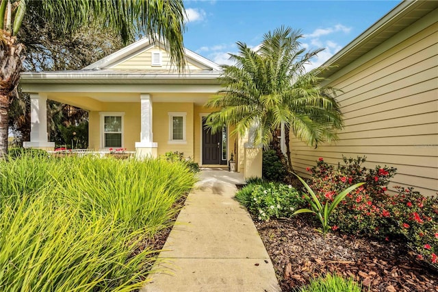 property entrance featuring covered porch