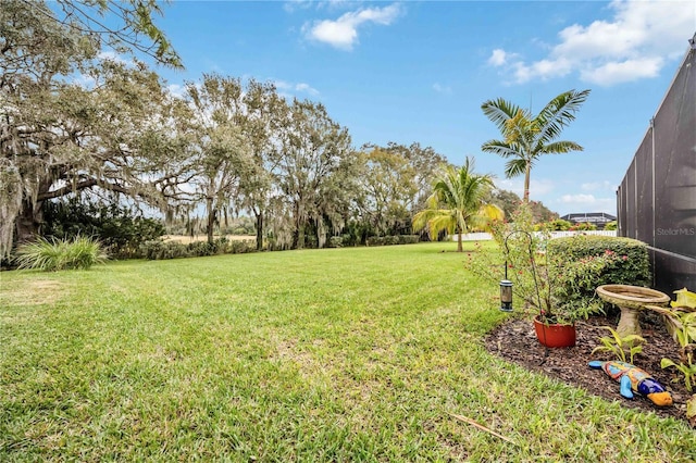 view of yard featuring a lanai