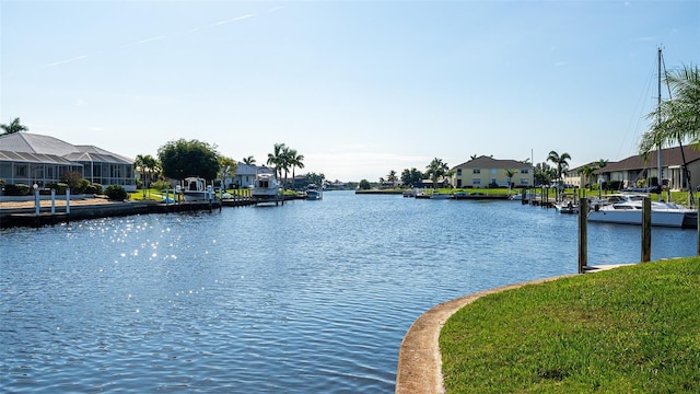 view of water feature featuring a dock