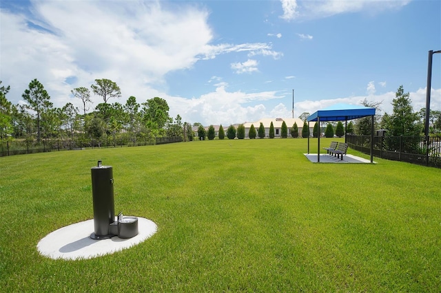 view of property's community with a lawn