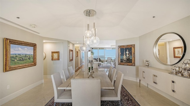 dining room with light tile patterned flooring