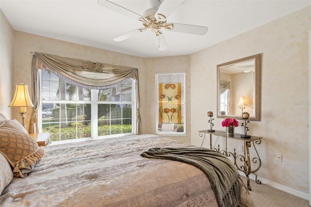 bedroom with carpet and ceiling fan