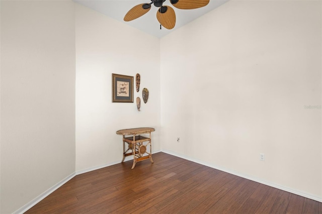 unfurnished room with hardwood / wood-style floors and ceiling fan