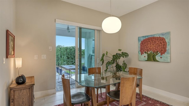 dining space with light tile patterned flooring