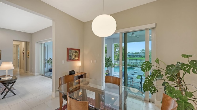 view of tiled dining area