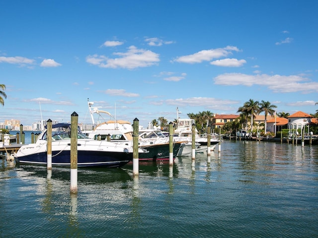 view of dock featuring a water view