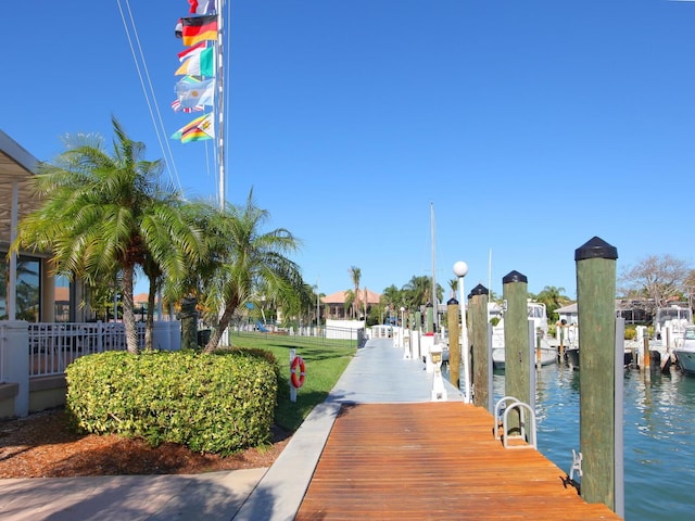 view of dock featuring a water view