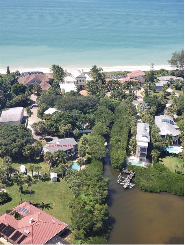 bird's eye view featuring a water view