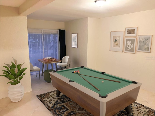 game room featuring light tile floors and pool table