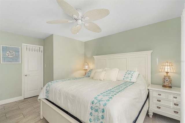 bedroom featuring ceiling fan