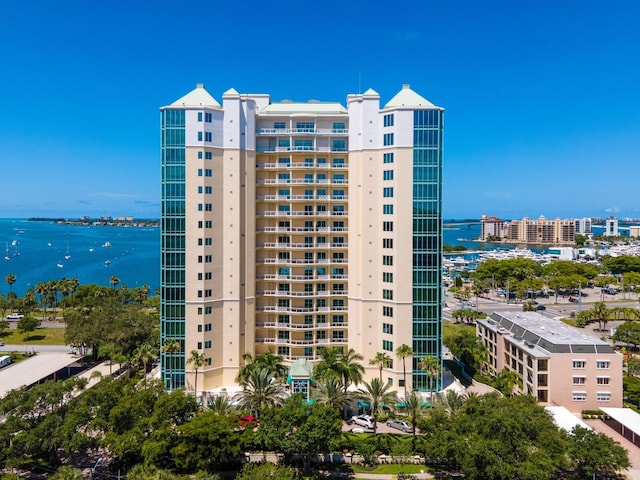 view of property with a water view