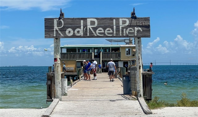 view of dock featuring a water view