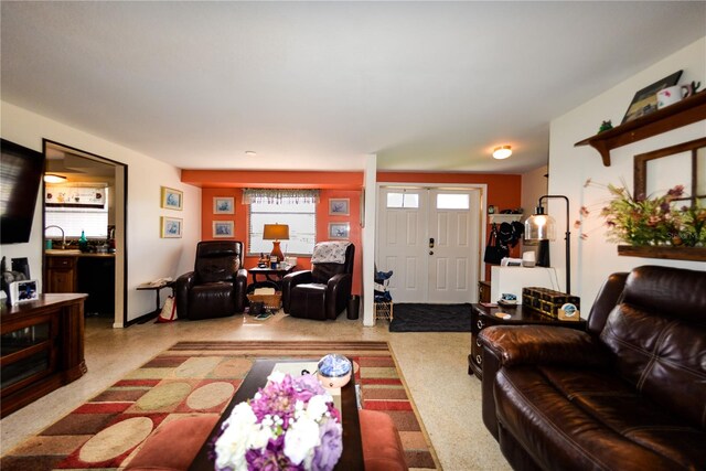 living room with sink