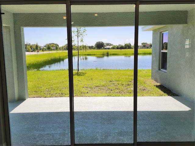 doorway featuring a water view