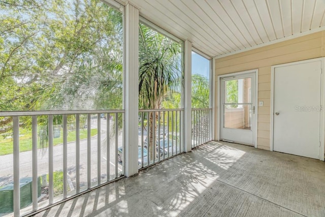 view of unfurnished sunroom