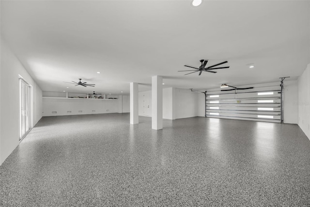 garage with ceiling fan