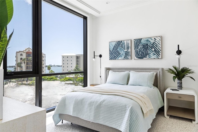 bedroom with a water view