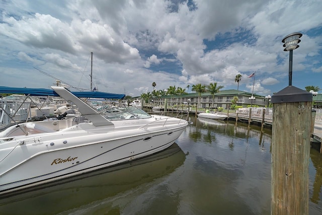 view of dock featuring a water view