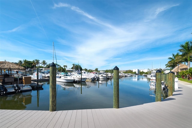 dock area featuring a water view