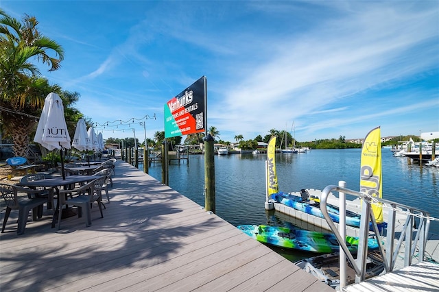 dock area featuring a water view