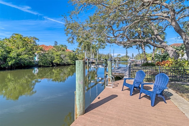 view of dock featuring a water view