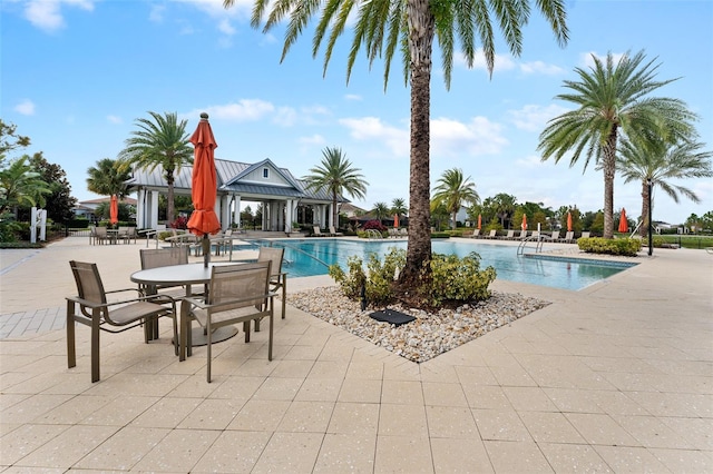 view of pool featuring a patio