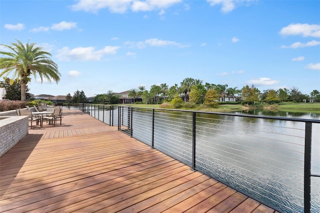 view of dock featuring a water view