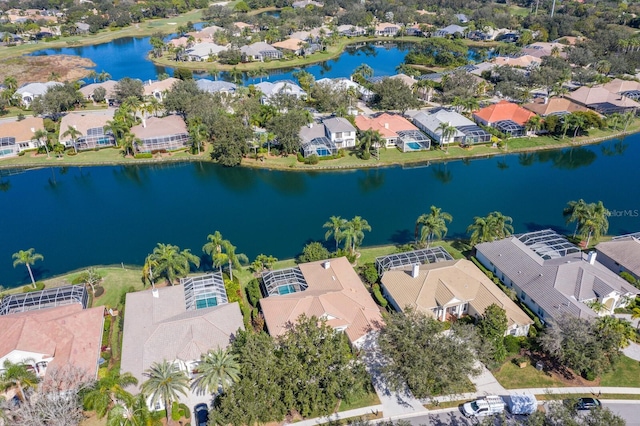 bird's eye view featuring a water view