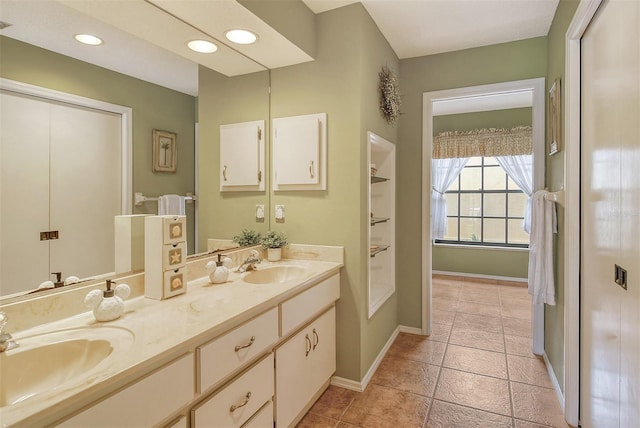 bathroom featuring vanity and tile patterned floors