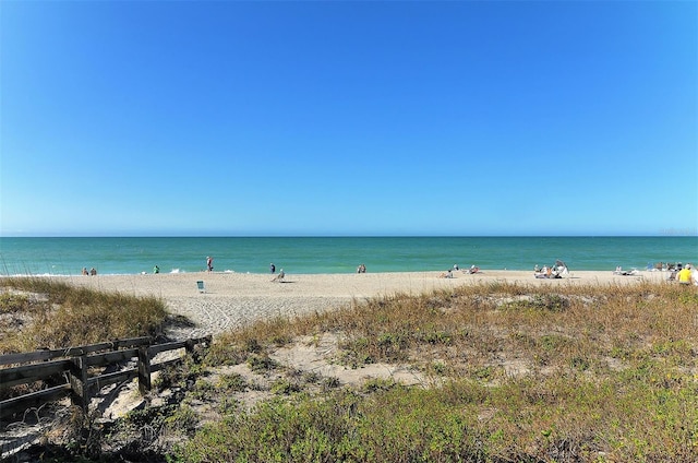 property view of water featuring a view of the beach