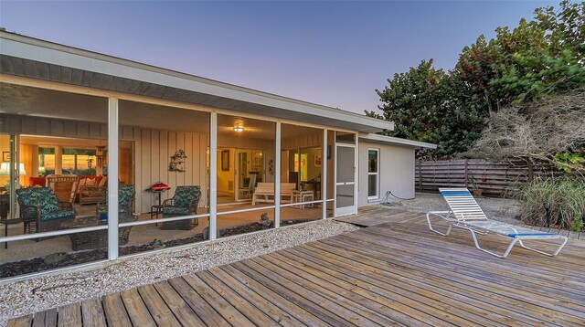 view of deck at dusk