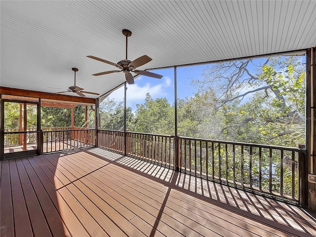 wooden terrace with ceiling fan