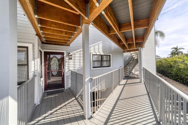 wooden balcony featuring a wooden deck