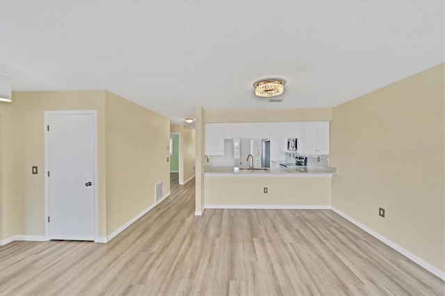 interior space with light hardwood / wood-style floors and sink