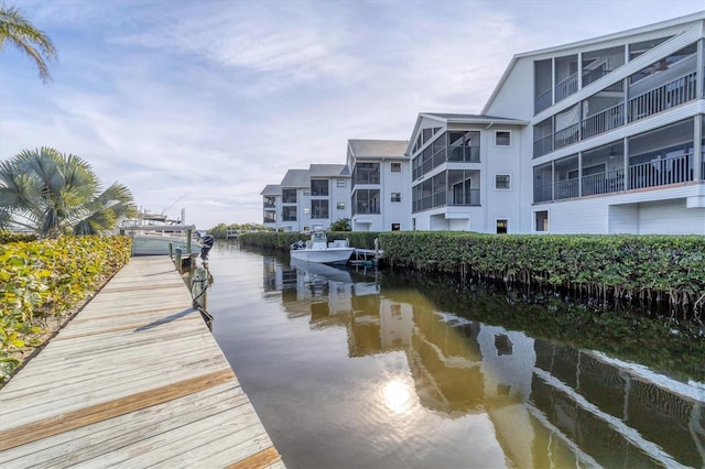 view of dock featuring a water view