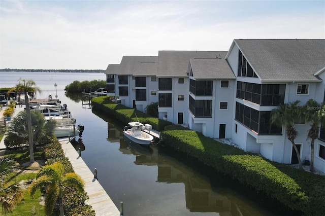 exterior space featuring a water view