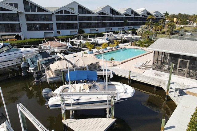 exterior space with a dock