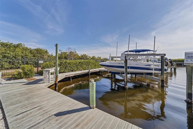 view of dock featuring a water view