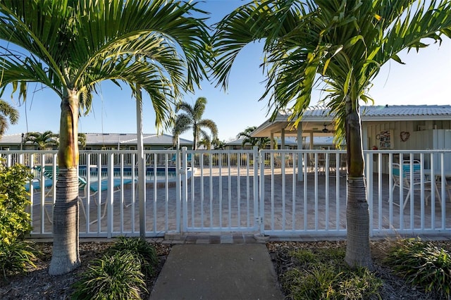 view of swimming pool with a patio area