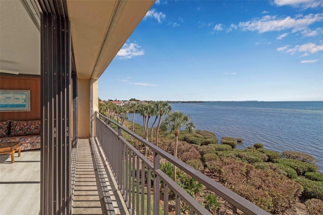 balcony with a water view