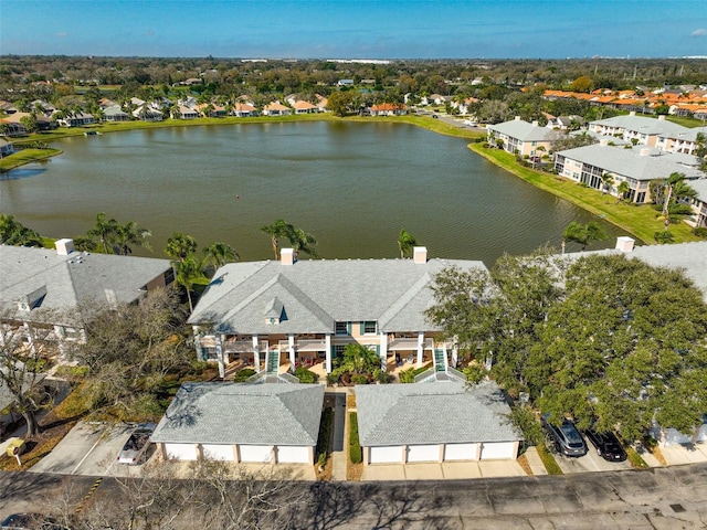 bird's eye view featuring a water view