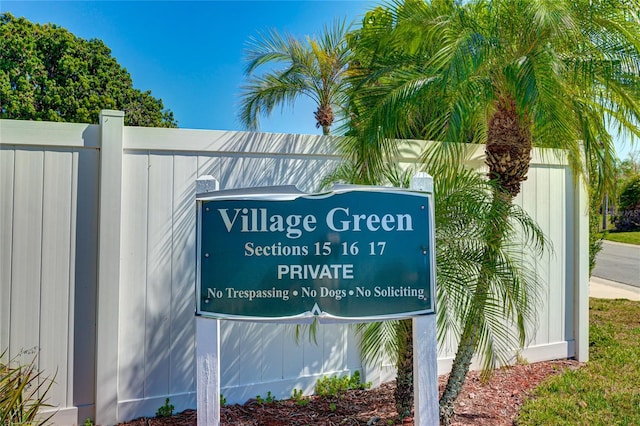 view of community sign