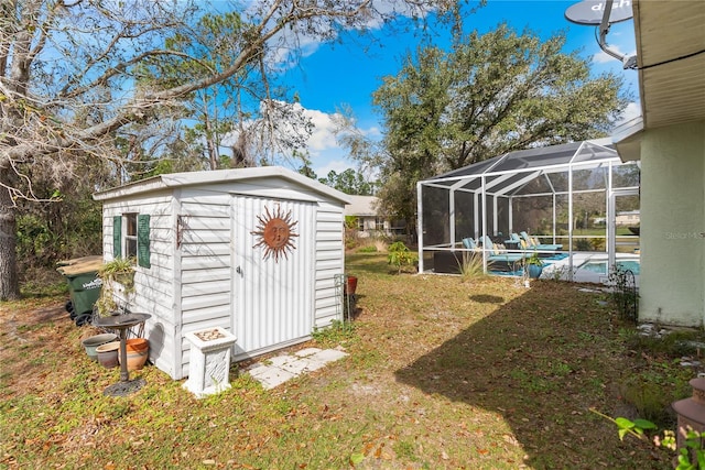 view of shed with an outdoor pool