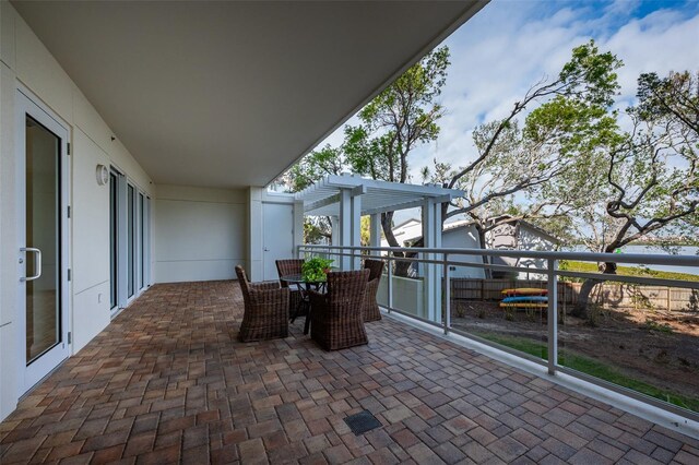 view of patio / terrace featuring a pergola