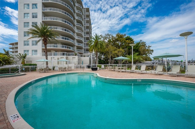 view of pool with a patio