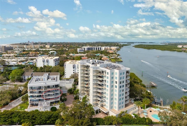 bird's eye view featuring a water view