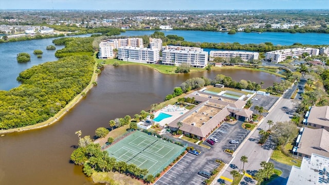 bird's eye view featuring a water view