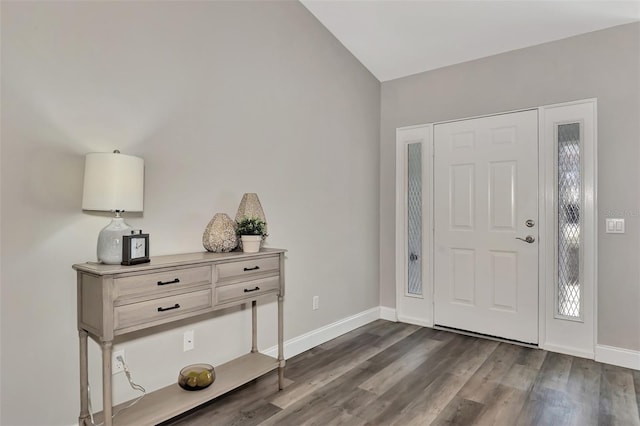 entryway featuring dark wood-type flooring